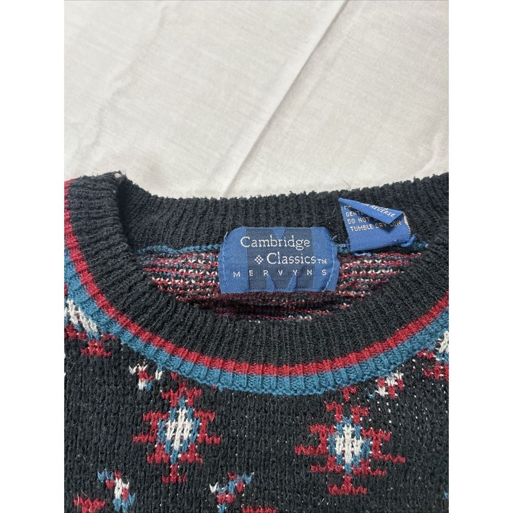 Vintage Acrylic Sweater Men's Size Large Black Cambridge Classics - Picture 4 of 12